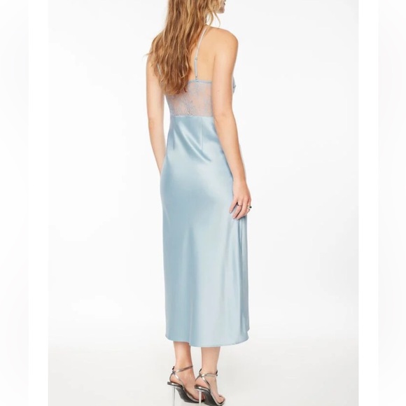 Dynamite Light Blue Satin Maxi NWT Silk Slip Maxi - Picture 2 of 5